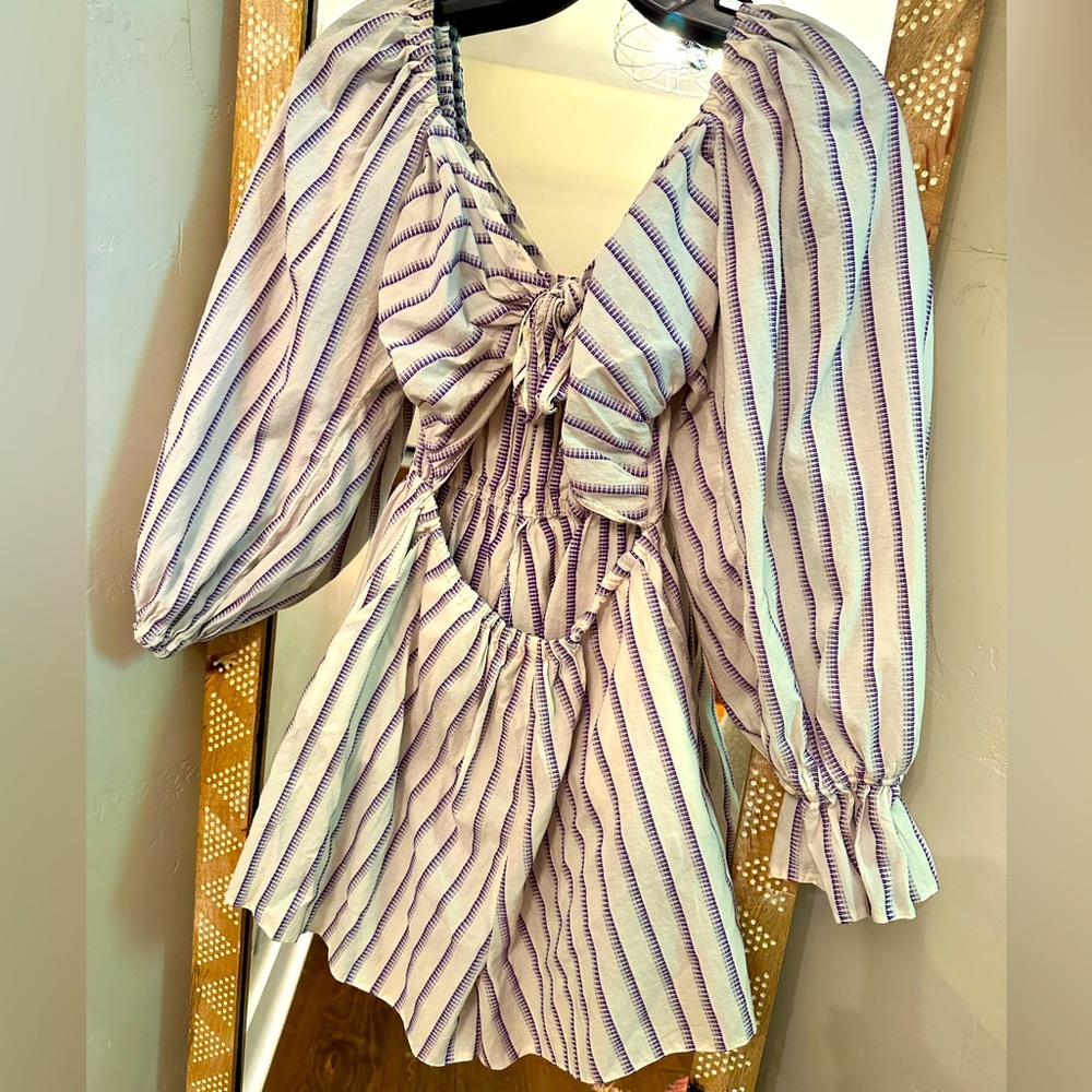 Topshop Cutout Romper | White and Purple | Size 4